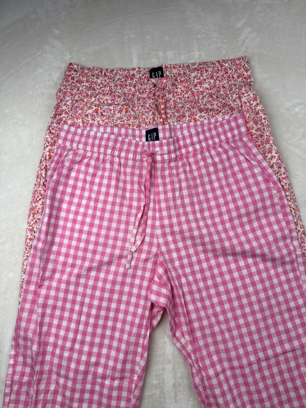 Gap Womens Pink Gingham & Floral Print Pajama Pants Set Size Large
